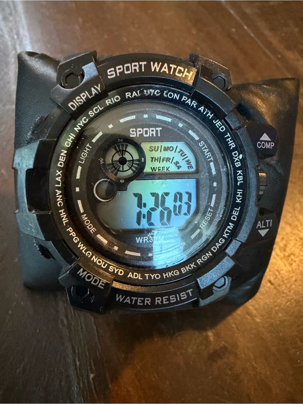 Sport Digital Water-Resistant Watch - Black Resin Dial
